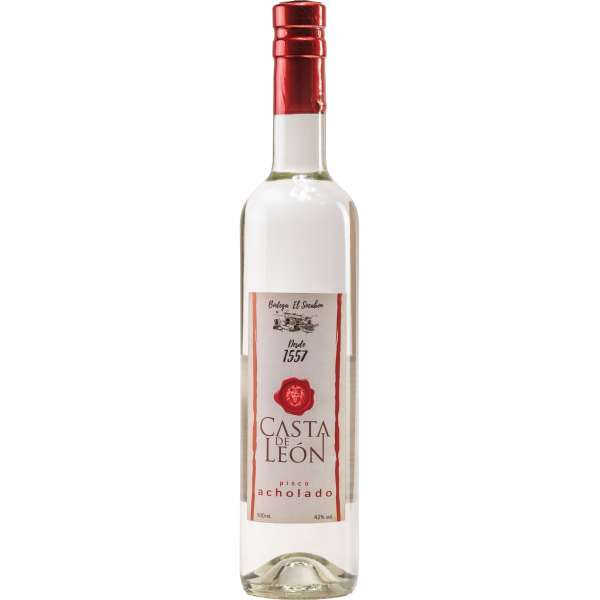 Pisco puro Casta de León Acholado de uvas Quebranta e Italia 500ML